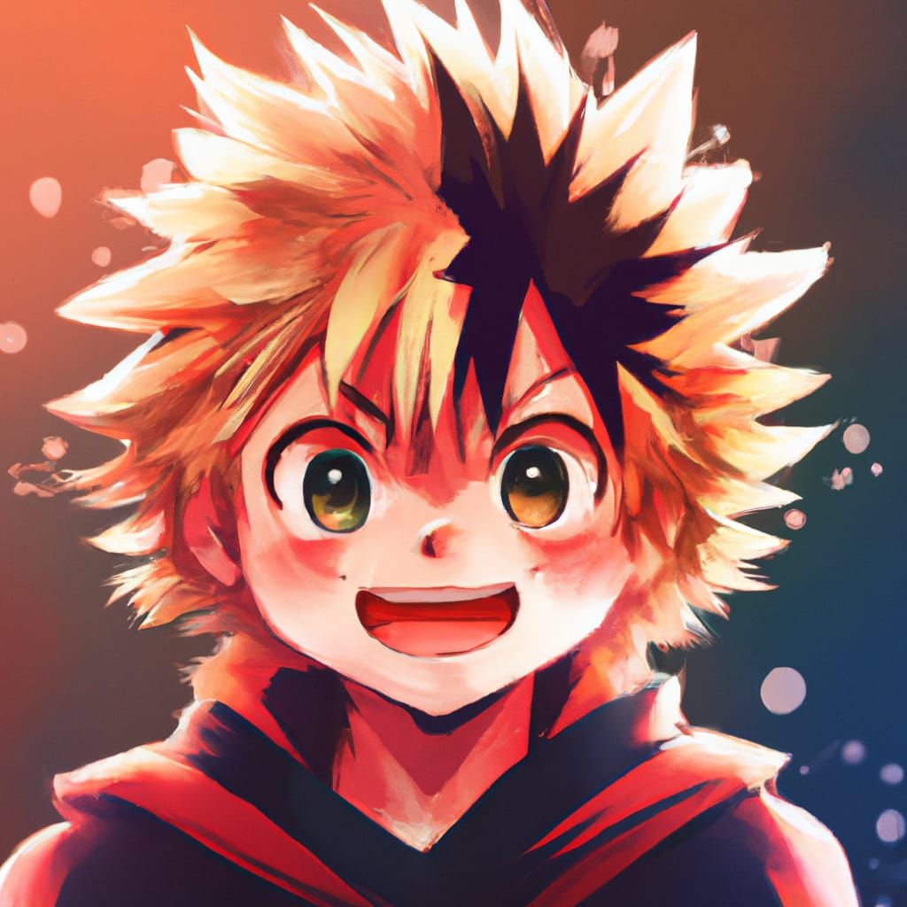Chibi Katsuki Bakugo Portrait in Digital Art Style