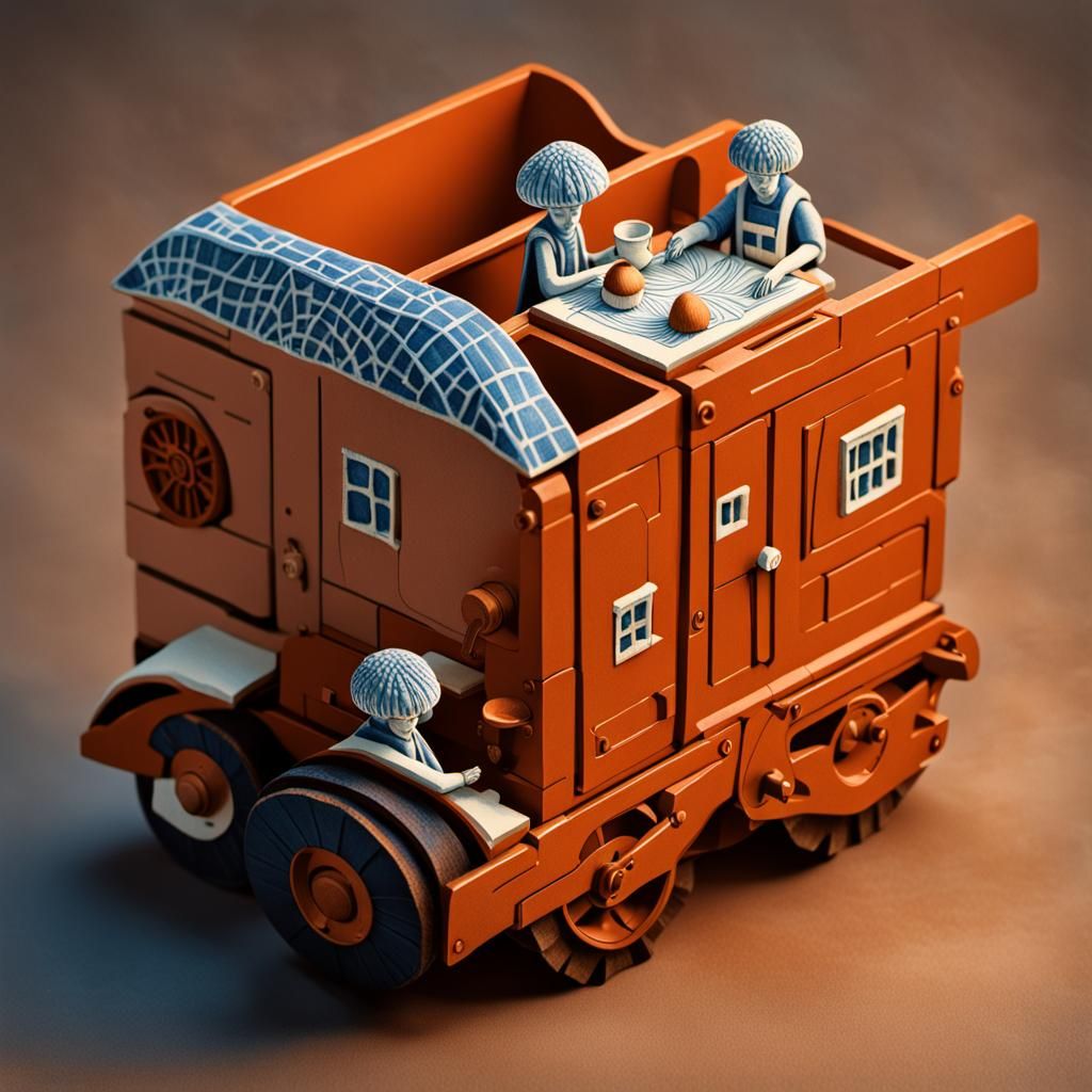 Italian Activists and Tintling Mushrooms: Linocut Print