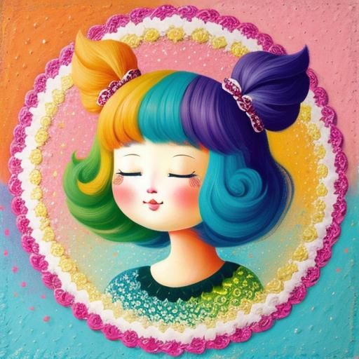 Cute Folk Art Illustration in Pastel Impasto