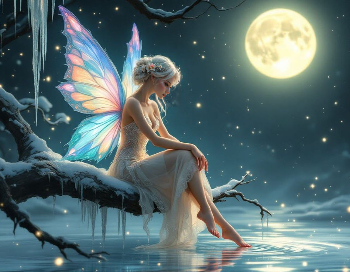 Ethereal Winter Fairy in Pastel Hues