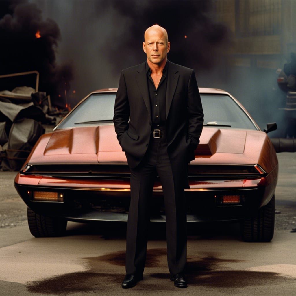 Bruce Willis and Knight Rider Car in Warzone