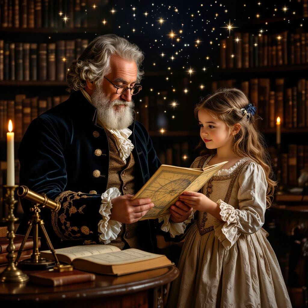 Celestial Map Revealed by Candlelight, Old Master Style