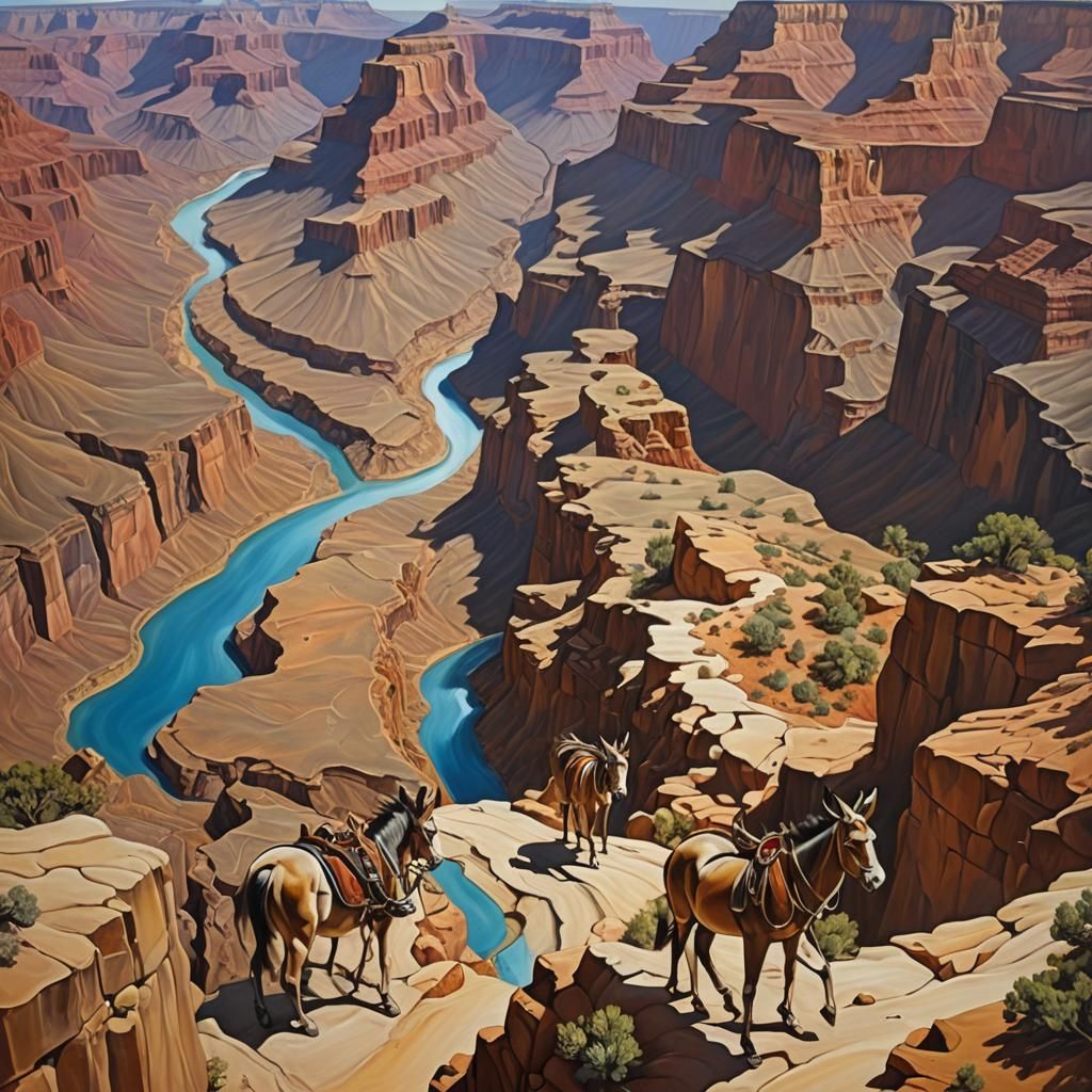 Surreal Grand Canyon Donkey Trail in Dali Style