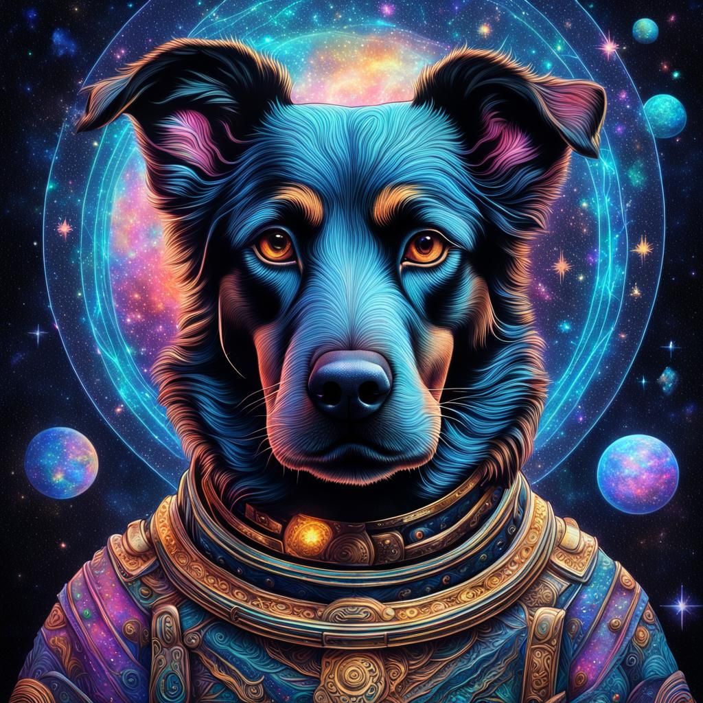 Holographic Galaxy Dog in Astral Cosmic Style