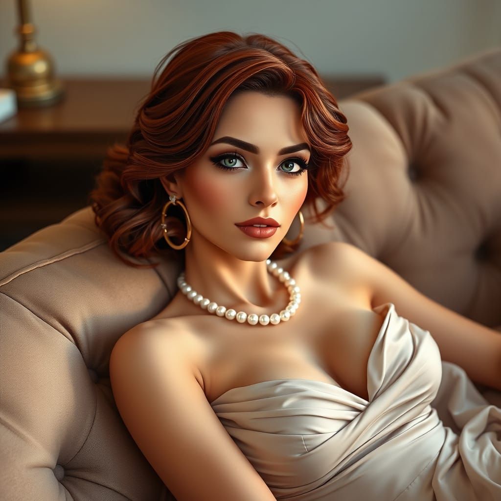 Elegant Redhead in Tintin-Inspired Fantasy Art