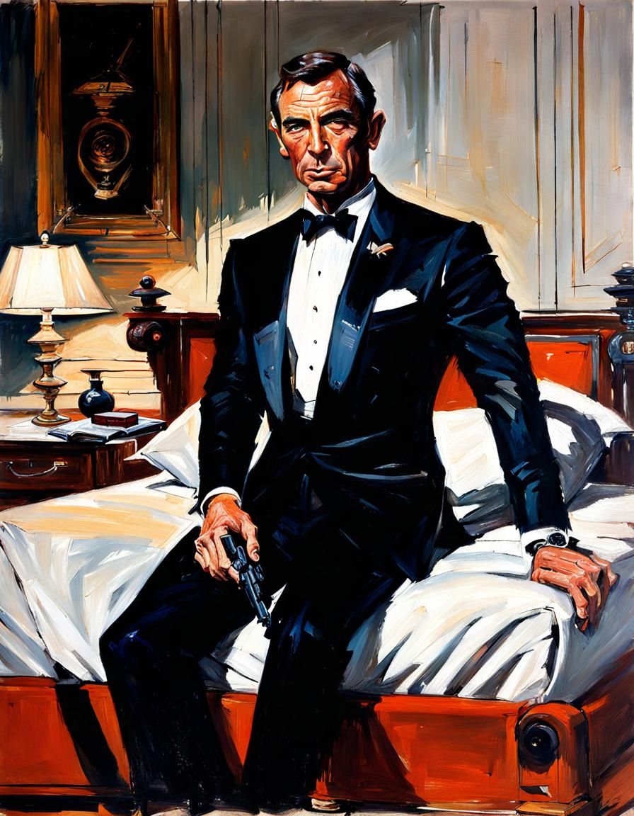James Bond Restrained: Oil Painting by James Gurney
