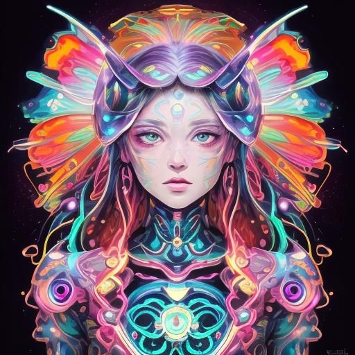 Robot Owl Anime Portrait in Cyberpunk Style