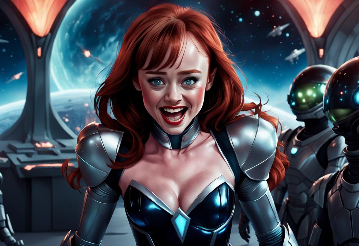Evil Space Princess Laughs: Hyperrealistic Comic Art