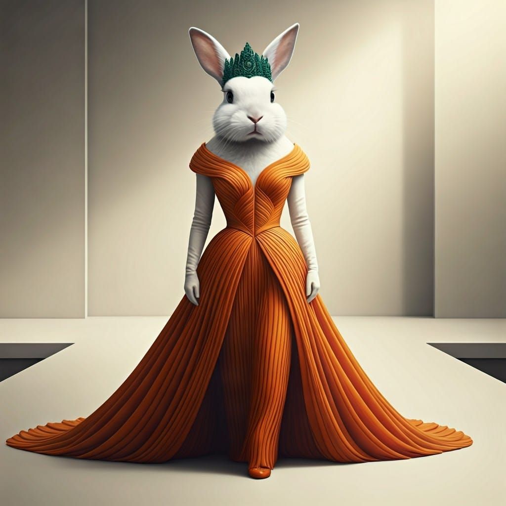 High-Fashion Rabbit Struts Down the Catwalk in Avant-Garde C...