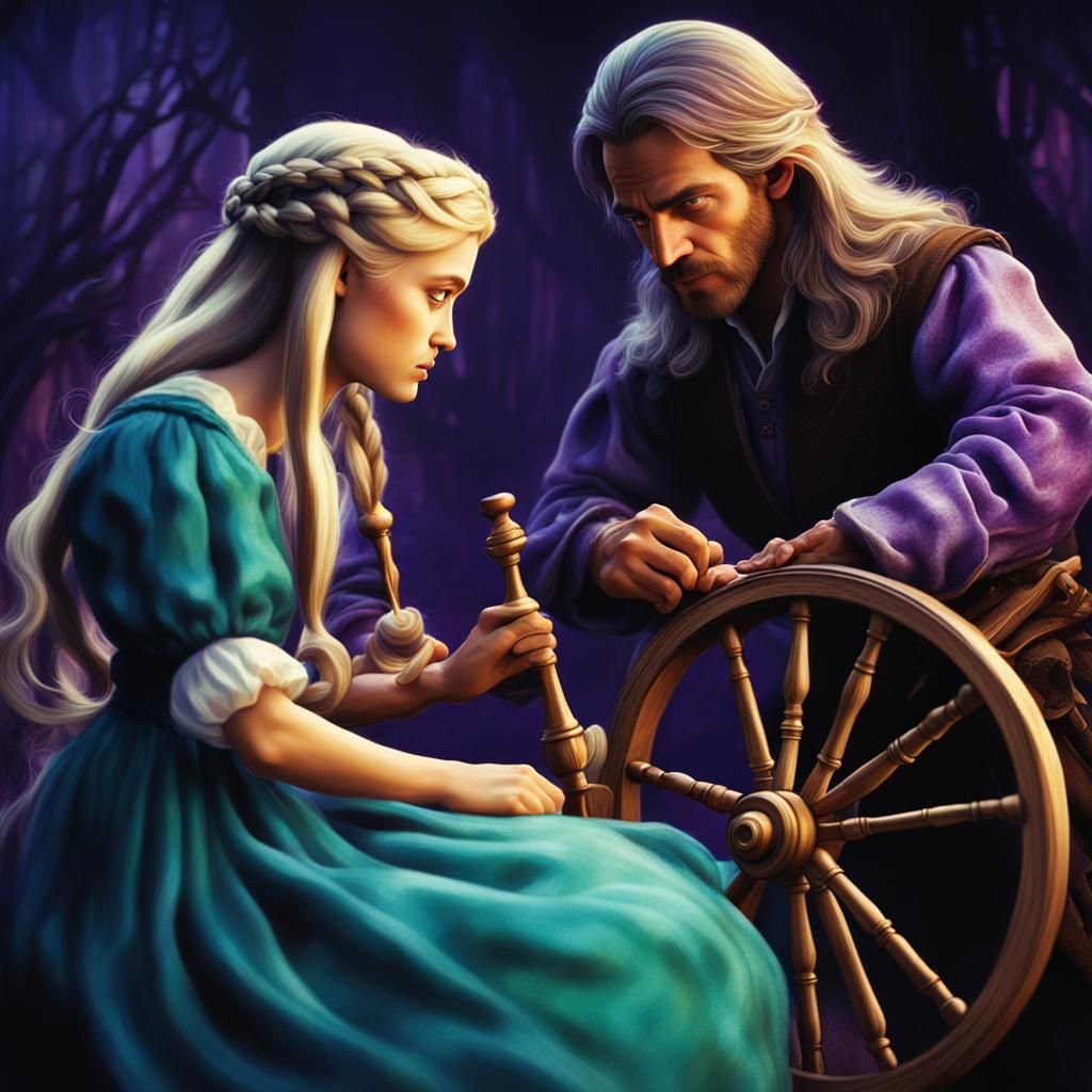 Rumpelstiltskin Spins Rapunzel's Hair, Soft-Focus Portrait