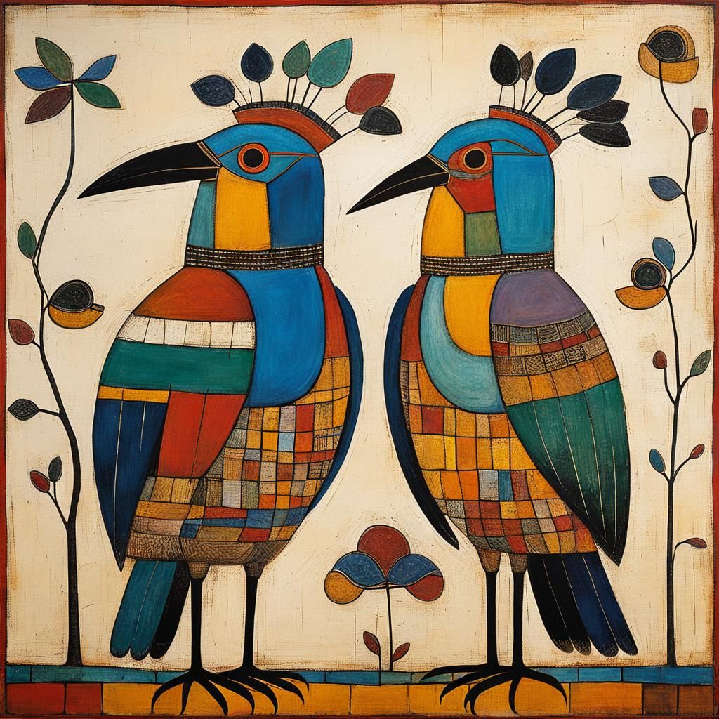 Paradise Bird in Ndebele Mural Style