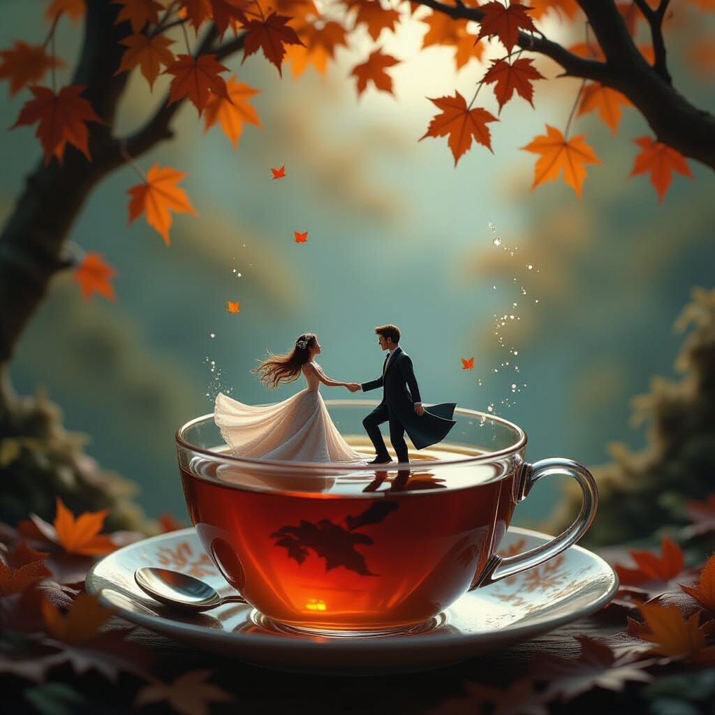 Romantic Dance in a Tea Drop: Fantasy Concept Art