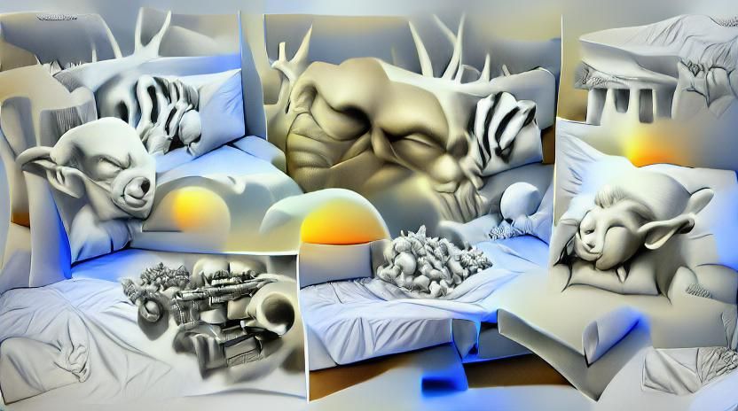 Dreamy Sleep: 3D Airbrush Art with Volumetric Lighting