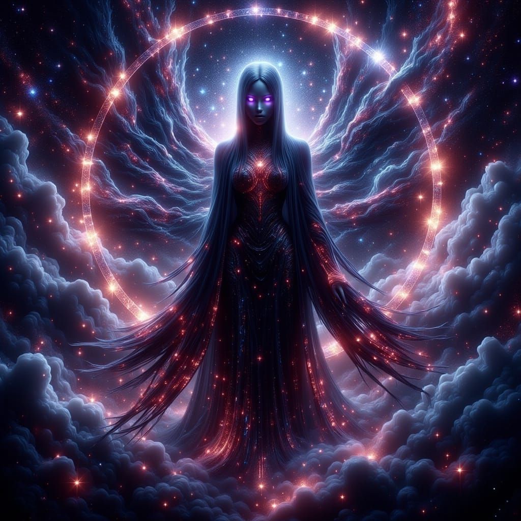 Celestial Maori Vampire Goddess in Cosmic Art