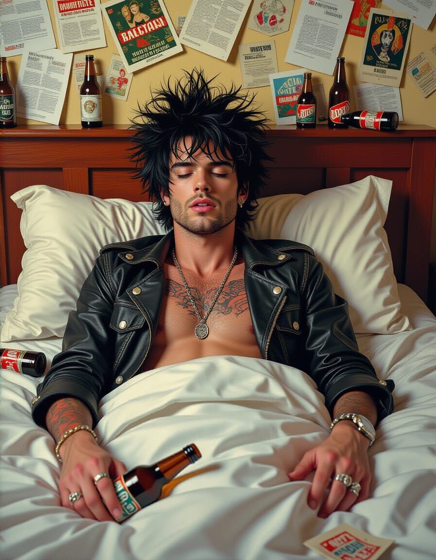 Punk Rock Pin-Up in Hyperrealistic Digital Illustration