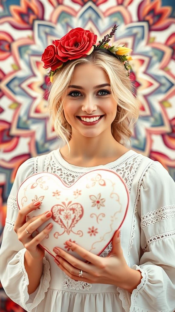 Whimsical Watercolor Portrait in a Floral Crown