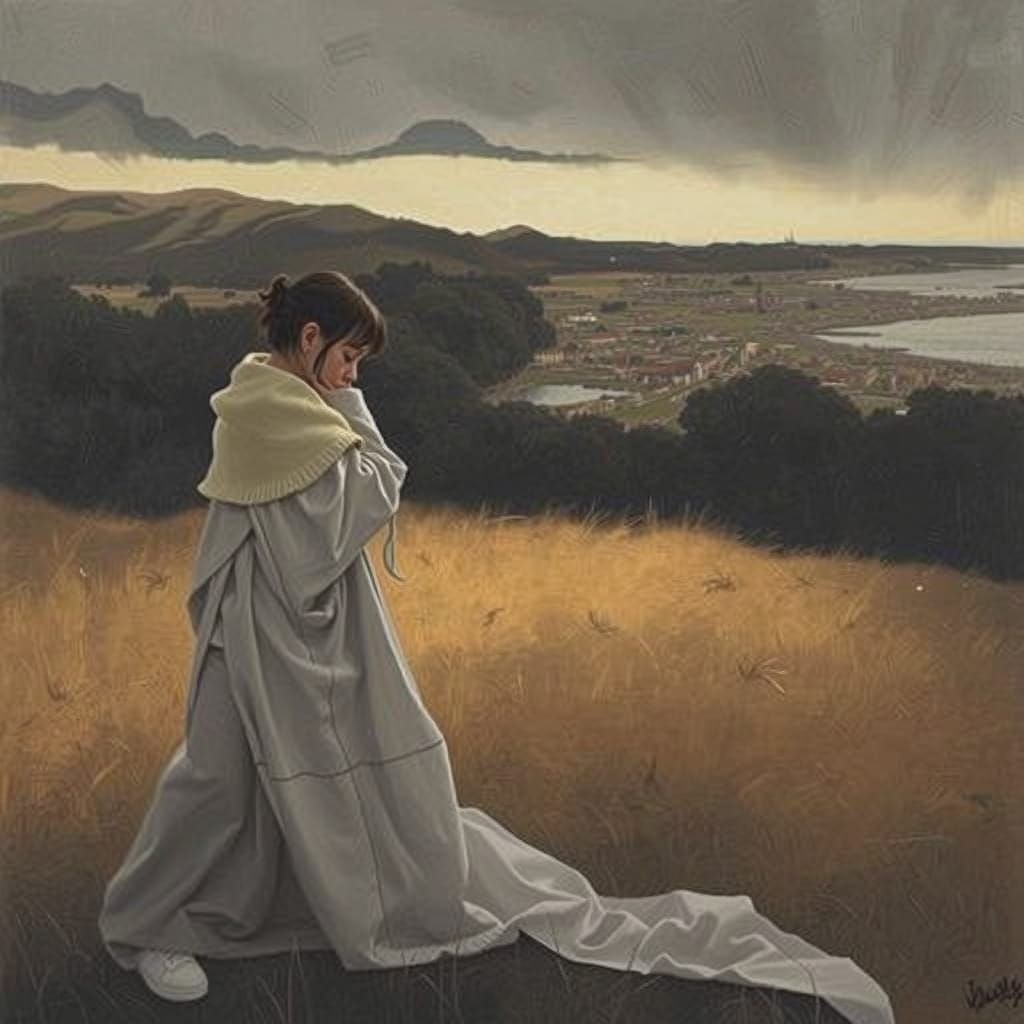 Woman in Oversized Sweater, Romanticism Style Portrait