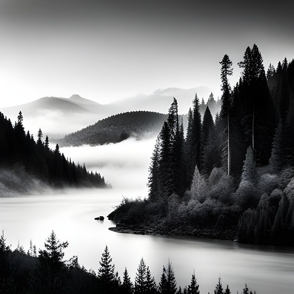 Mysterious Mountain Vista with Misty Fog