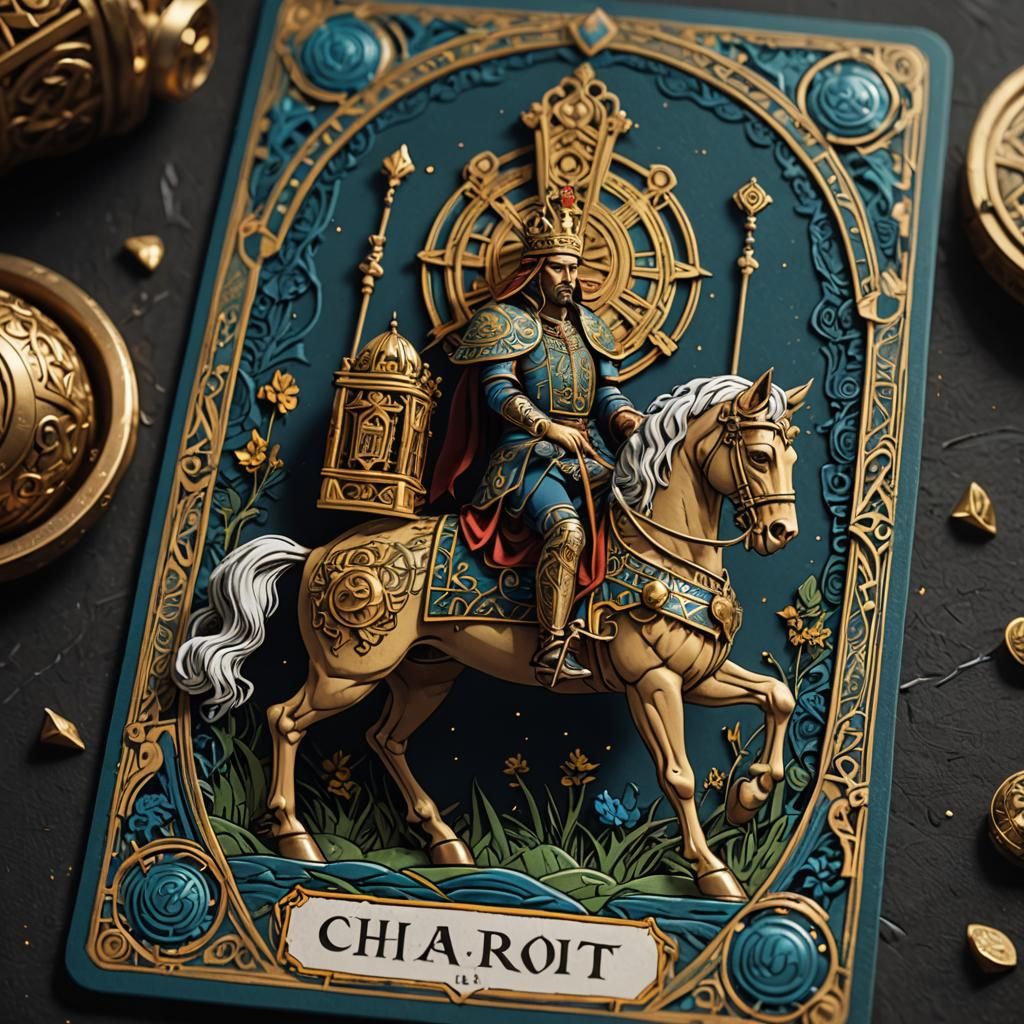 Enchanting Chariot Tarot Card in Deep Matte Painting