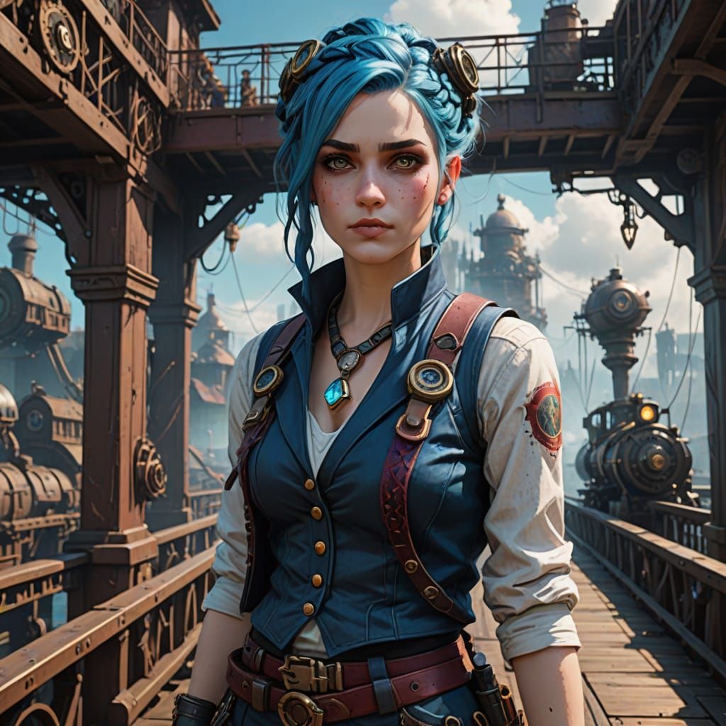 Ethereal Steampunk Jinx Basks in Cinematic Glow