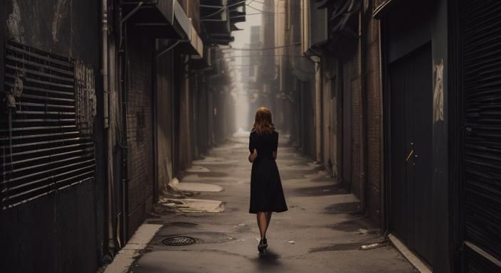 Woman in Endless Alleyway