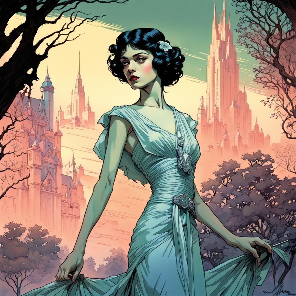 Art Deco Princess in Pastel Colors