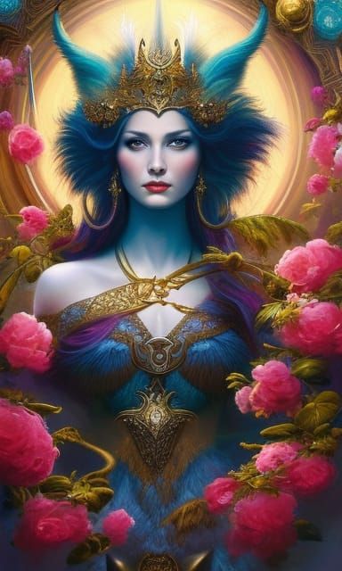 Goddess Freya Portrait in Surreal Baroque Style