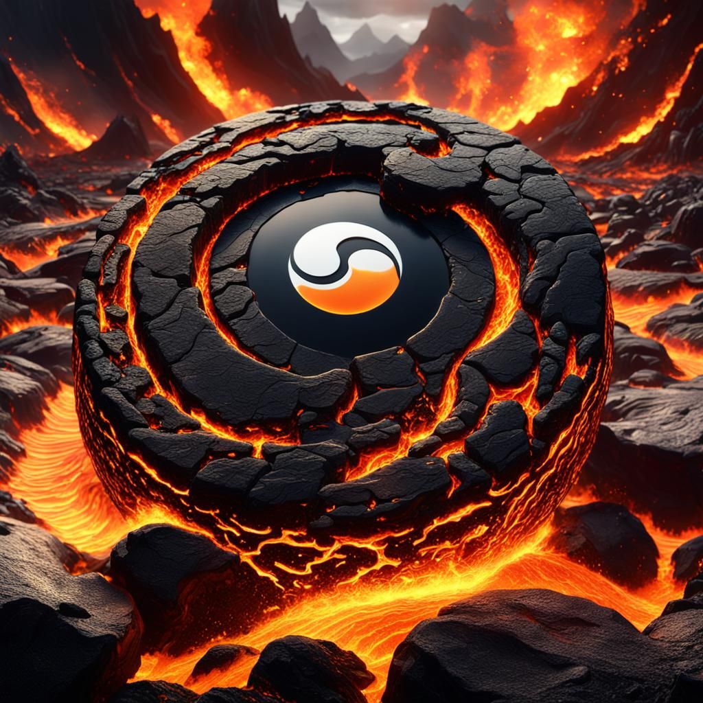 Fiery Yin Yang on Molten Lava