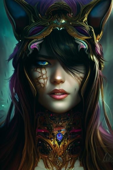 Lightning Magic Cat Sorceress in Hyper-Detailed Digital Art