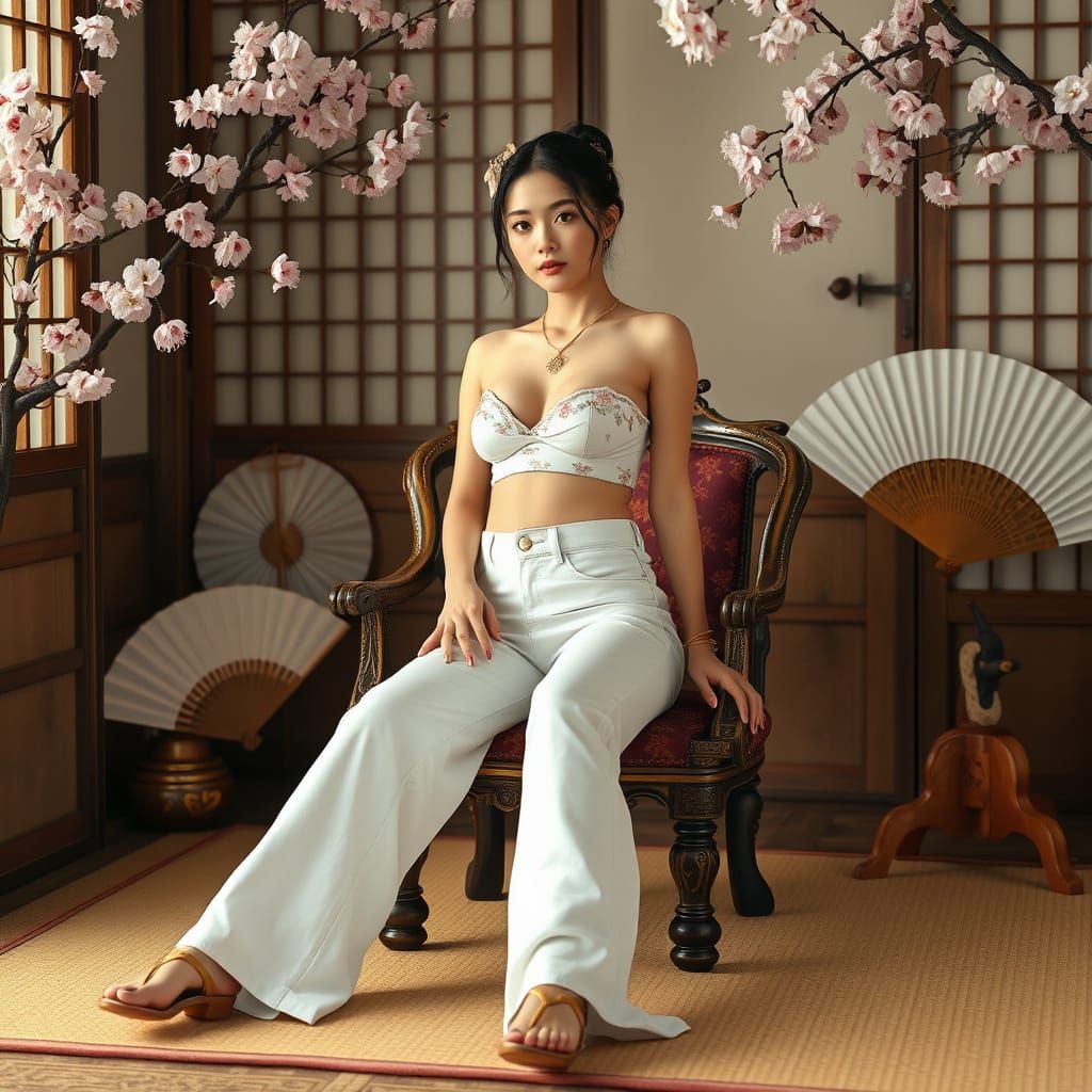 Photorealistic Japanese Woman in Traditional Setting