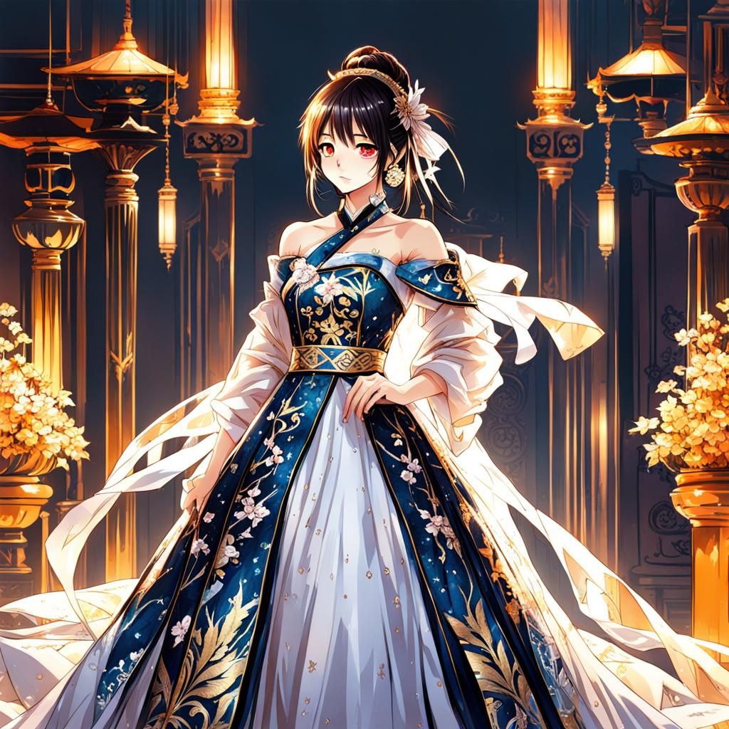 Pretty Asian Girl in Anime Style Dress