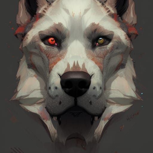 Hyperdetailed Were-Dog Portrait in Digital Art