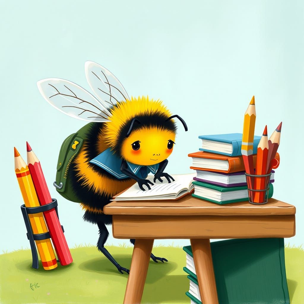 Bumblebee Student Illustration in Storybook Style