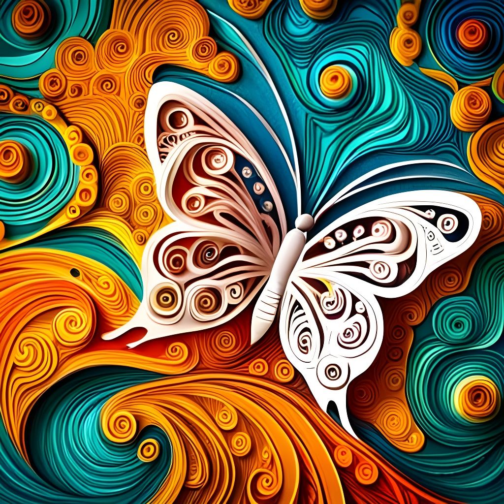 Colorful Kirigami Butterfly Papercraft Illustration