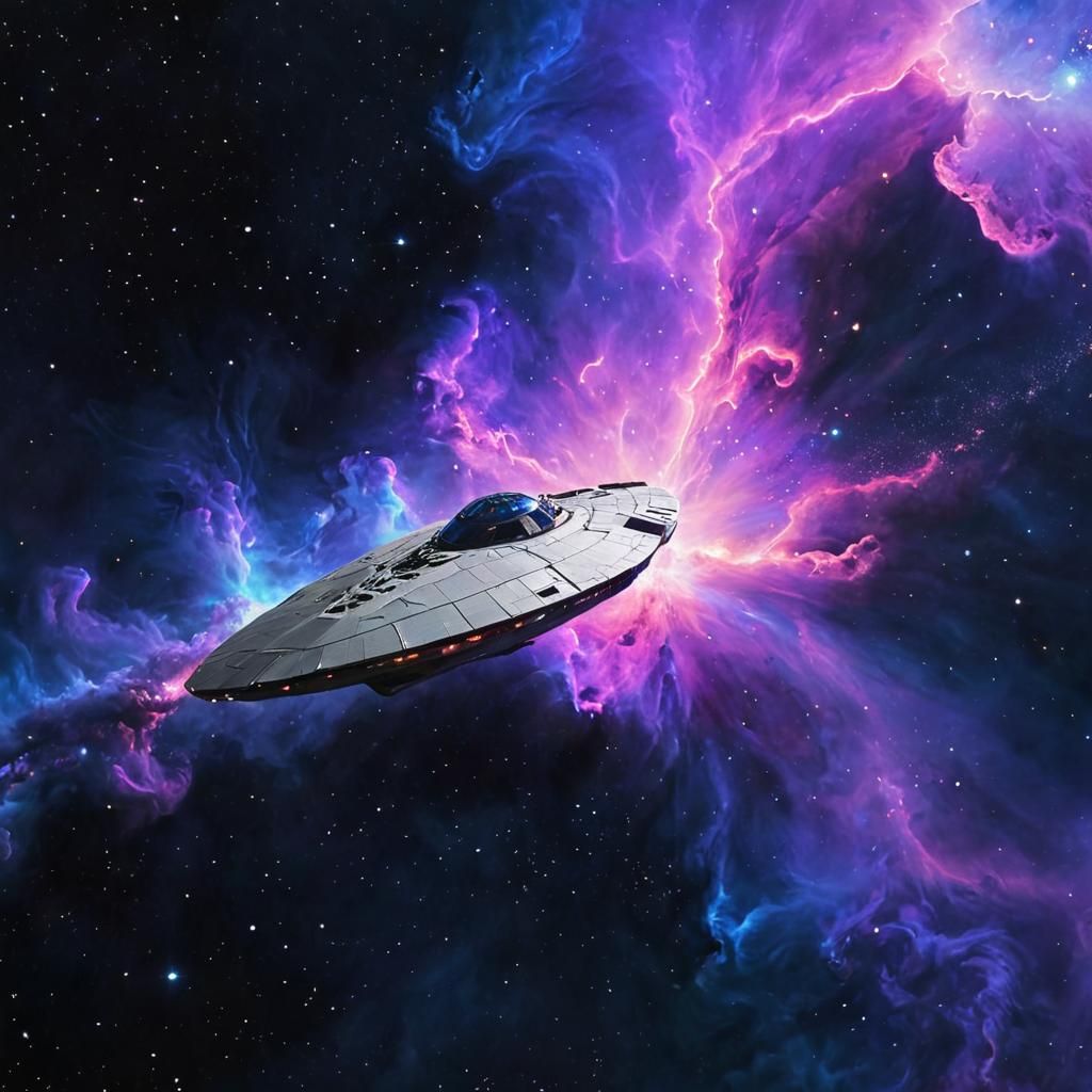 Lonely spaceship in space