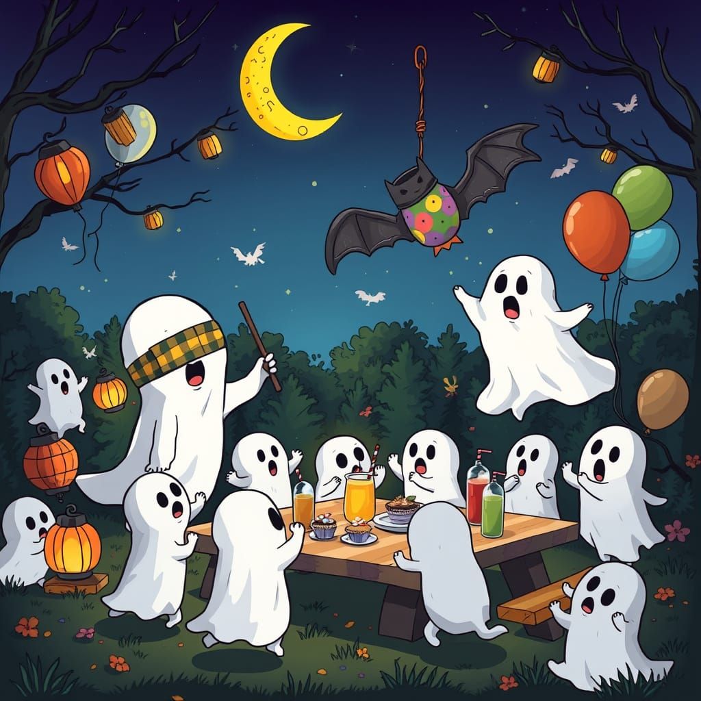 Spooky Ghost Birthday Party with Bat Piñata