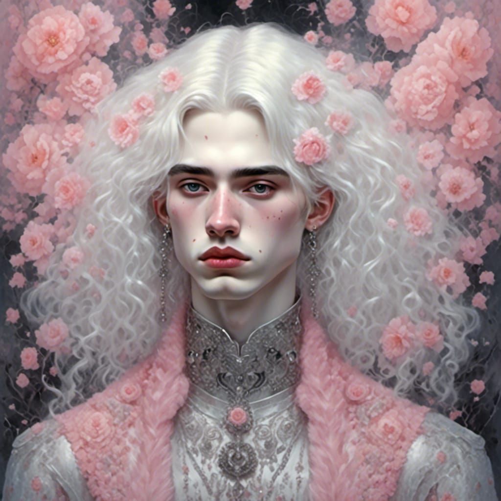 Goth Man with Pink Hair as Watercolor Painting