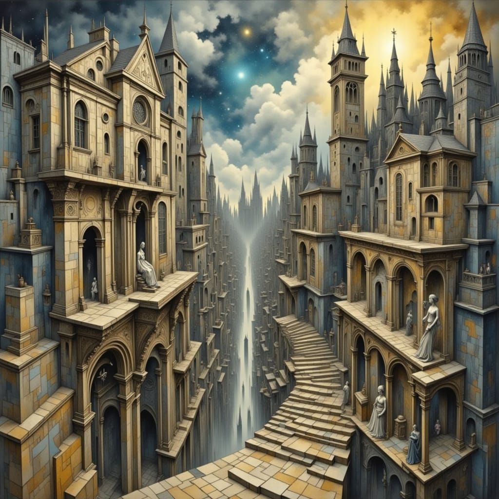 Surreal Dreamscape with Ethereal Figures