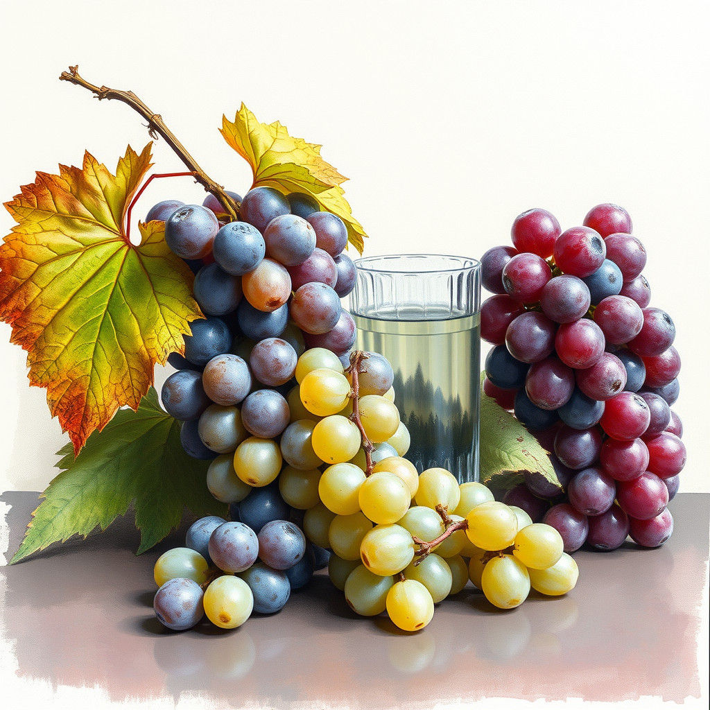 Grapes in Pastel: A Detailed Still Life Portrait