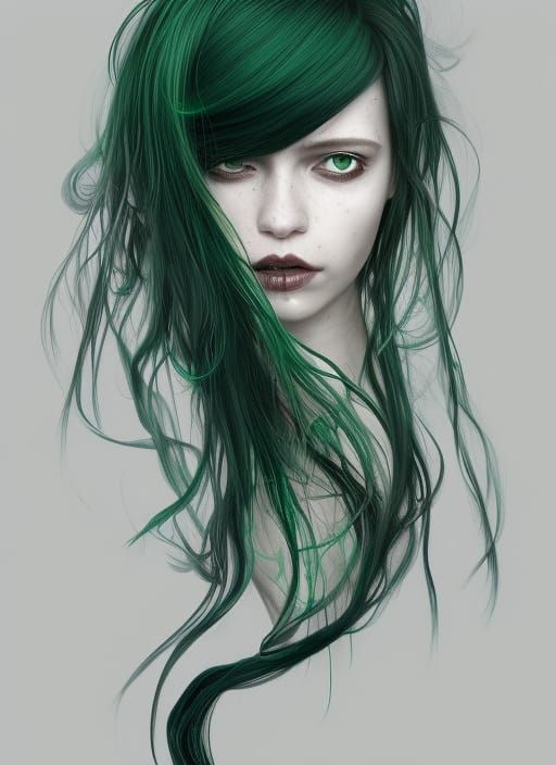 Elegant Slytherin Woman in Biopunk Style