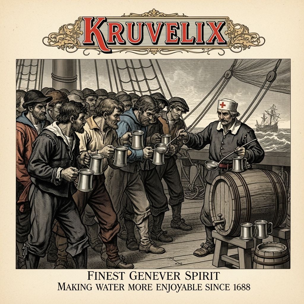 Kruvelix Genever: Sailors Enjoying Drink on Ship Deck