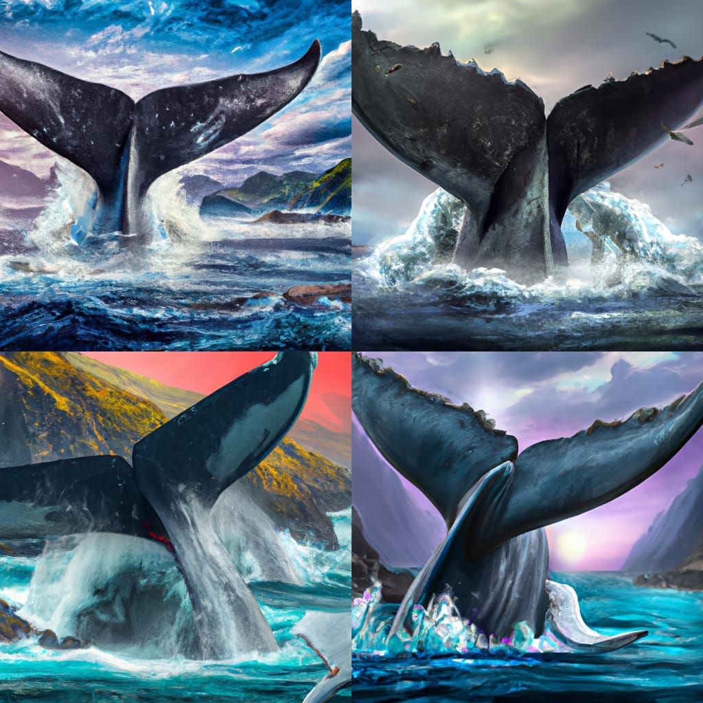 Whale Tail Breaching: Detailed Fantasy Concept Art