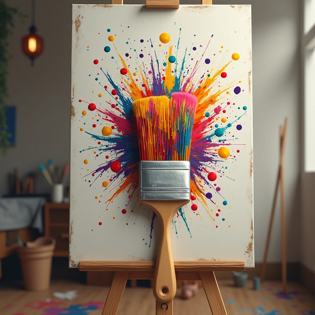 Majestic Painting Brush with Vibrant Colors
