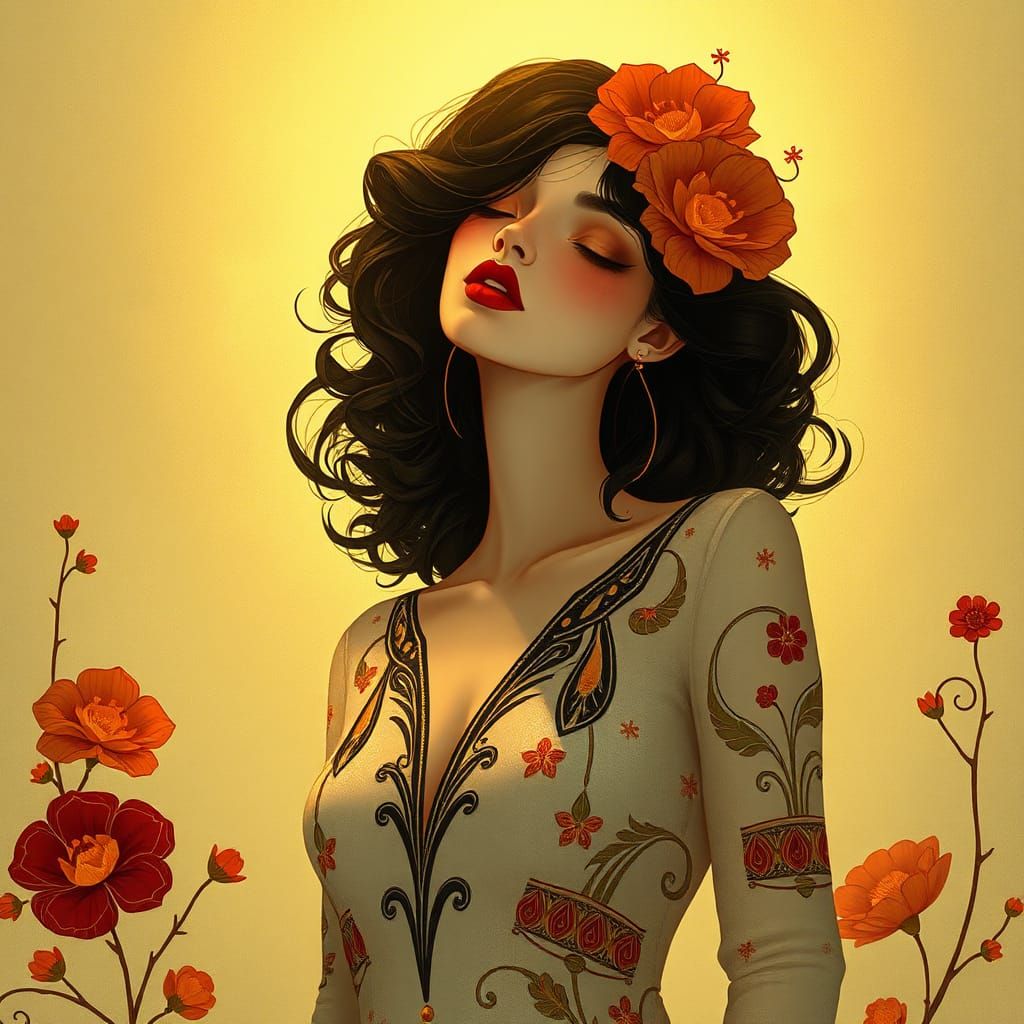 Elegant Ghostly Woman in Art Deco Style