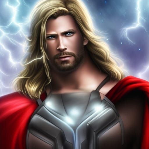 Anime Style Realistic Portrait of Thor