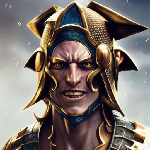 Evil Knight Portrait with Great Helm in Dark Fantasy Style