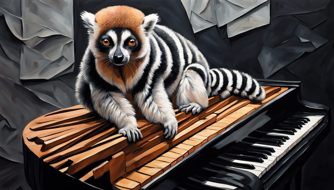 Surreal Impasto Painting of Flamenco Dancer with Lemur Tail ...