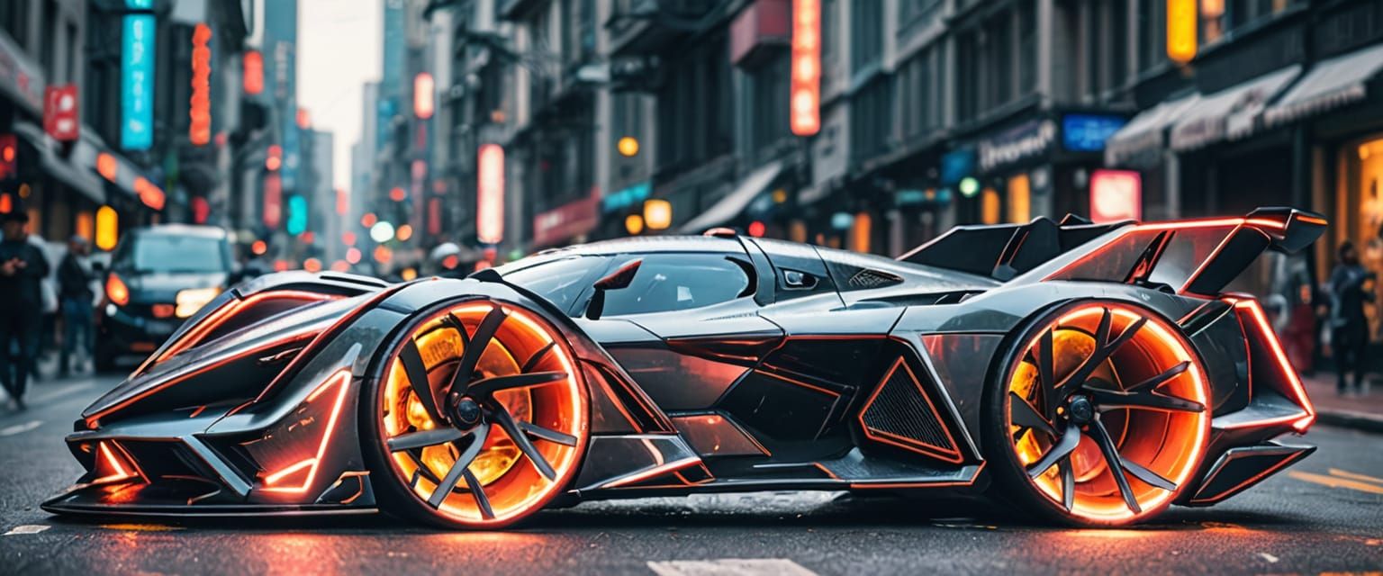 Luxury Hypercar Dominates Cyberpunk Cityscape