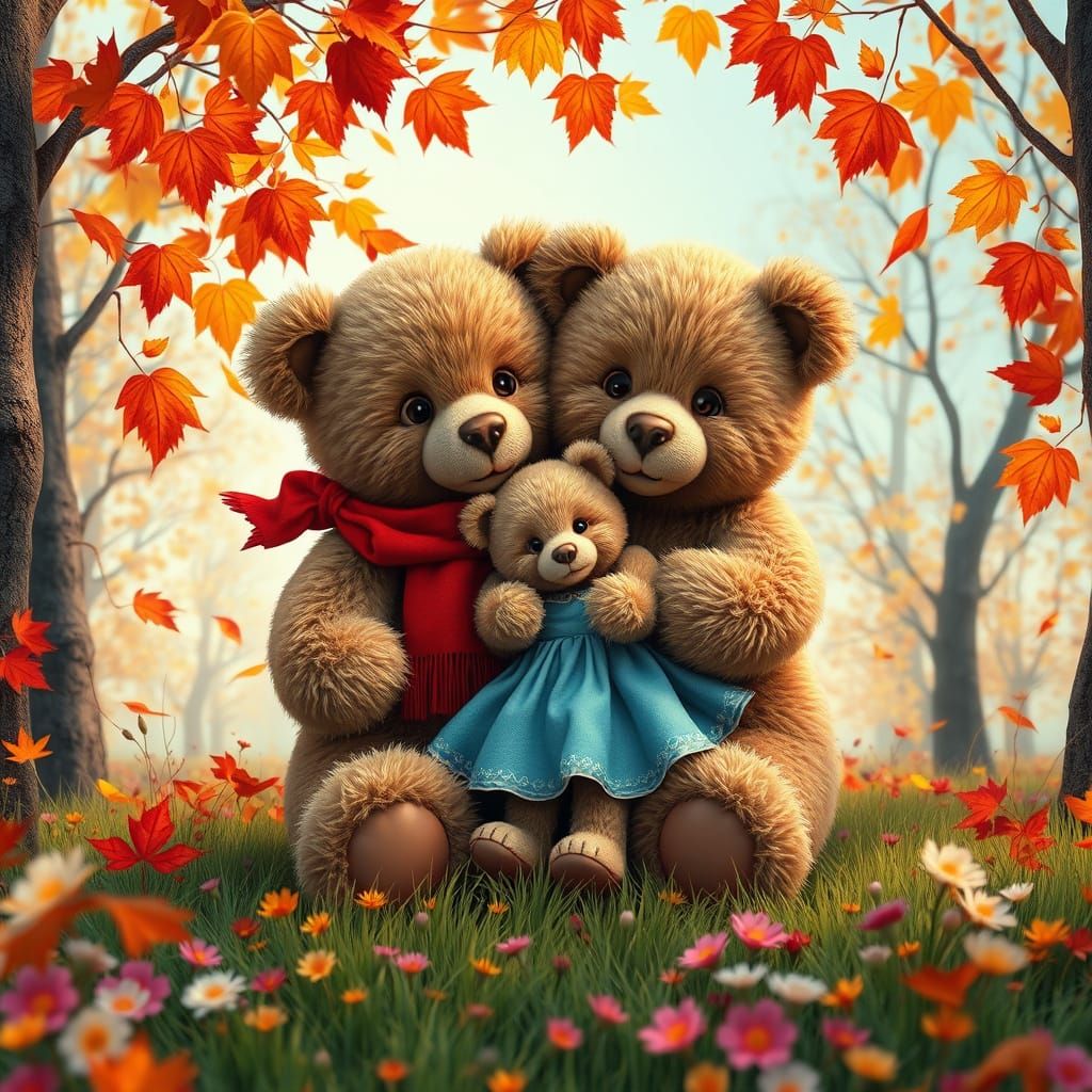 Teddy Bears in Autumnal Wonderland