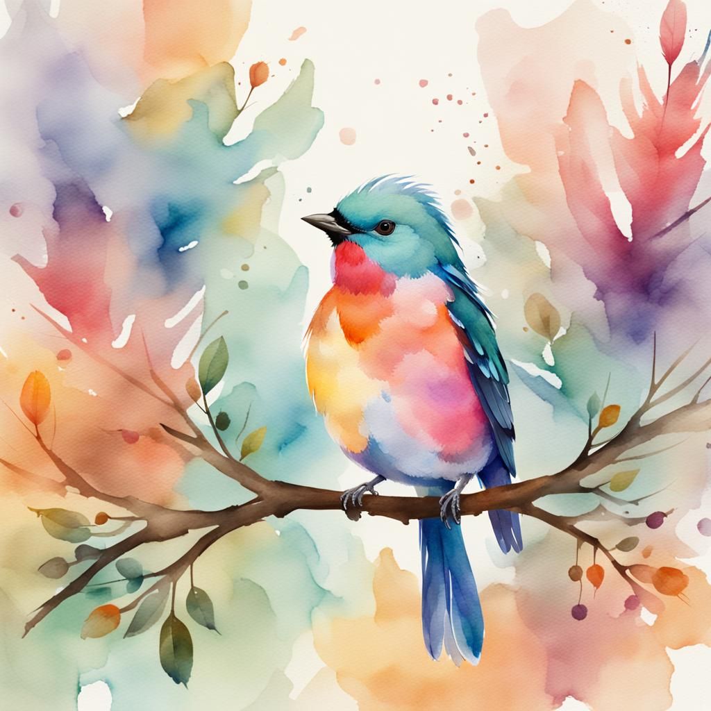 Watercolor Bird Song in Gentle Light